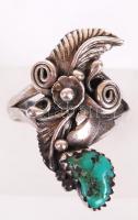 Ezüst (Ag) gyűrű türkizberakással (a kő repedt) /  Silver ring with turquoise (with fault on stone), s: 58, br: 6,7gr