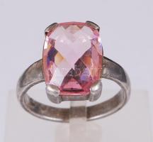 Ezüst (Ag) gyűrű szintetikus kővel /  Silver ring with synthetic stone, s: 54, br: 4,9gr