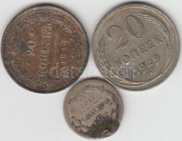 Oroszország / Szovjetunió 1905. 5k + 1916. 20k + 1929. 20k T:2-3
Russia / Soviet Union 1905. 5 Kopek...