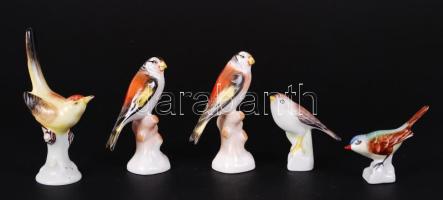 Aquincumi madár tétel, összesen:5 db, jelzettek, kézzel festettek, hibátlanok, m:8-14 cm