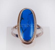 Ezüst (Ag) gyűrű howlittal /  Silver ring with howlite, s: 52, br: 4,4gr