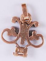 14K arany (Au) medál 4db gyémánttal és egy rubinnal / 
14ct gold (Au) pendant with four diamonds and...