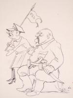 Ék Sándor (1902-1975) kb  30 db rajz és grafika, hozzájuk az újságkivágások, ahol megjelentek