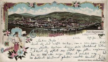 Gölnicbánya, hussar, floral, litho (EK)