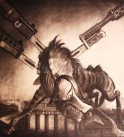 1945 Ék Sándor: Nagyméretű antifasiszta propaganda plakát 80x110 cm