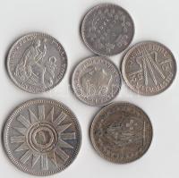 6db klf ezüst külföldi pénz T:2/2-
6pcs of mixed silver coins C:XF/VF
