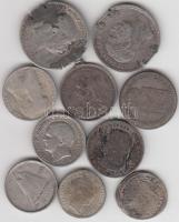 10db klf ezüst magyar és külföldi pénz T:vegyes