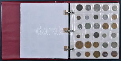 Hobbi gyűjtemény gyűrűs albumba rendezve 7db berakólappal magyar és külföldi fém- és ezüstpénzzel T:vegyes