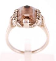 Ezüst (Ag.) karmos gyűrű füst kvarccal, jelzett, méret: 55, bruttó: 5 g / Silver ring