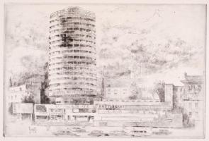 5 db város rézkarc, három jelzett (Csurgói, Rékassy, Major)