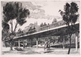 5 db város rézkarc, három jelzett (Csurgói, Rékassy, Major)