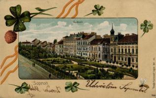 Sopron, Deák tér, Emb. floral, litho