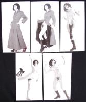cca 1970 5db-os erotikus fotósorozat vetkőzéssel /  Erotic photo series (5pcs), stripteas, 23x13cm