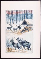 3 db rézkarc Balaton, vadgazdálkodás, Háromezerben, jelzettek (Olvashatatlan, Szellő, Varga)