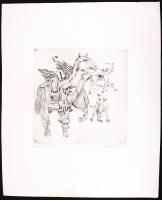 Olvashatatlan jelzéssel: Apokalipszis. Rézkarc XX/2, papír, 20×20 cm