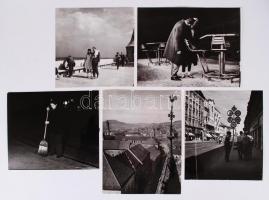 1950-70 Kotnyek Antal (1921-1990): 11 db budapesti városkép, életkép. Vintage kópiák, jelzés nélküli...