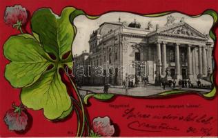 Nagyvárad, Szigligeti Színház, lóhere / theatre, clover litho (Rb)