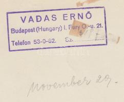 Cca 1940 Vadas Ernő (1899-1962): "November 29". Vintage fotó, pecséttel jelzett, 24x18 cm