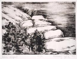 Klimaj György (1942-2011):3 db rézkarca, papír, jelzett, 10×24 cm