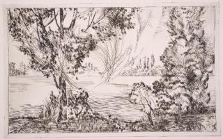 Klimaj György (1942-2011):3 db rézkarca, papír, jelzett, 10×24 cm