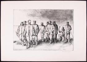 21 db szocreál témájú rézkarcok, több jelzett,(Feledy, Ék, Varga stb)