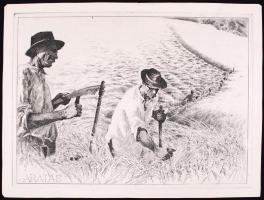 21 db szocreál témájú rézkarcok, több jelzett,(Feledy, Ék, Varga stb)