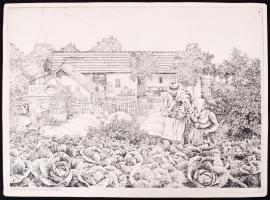 21 db szocreál témájú rézkarcok, több jelzett,(Feledy, Ék, Varga stb)