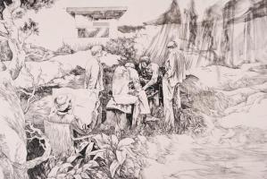 21 db szocreál témájú rézkarcok, több jelzett,(Feledy, Ék, Varga stb)