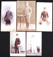 1890-1920 5db keményhátú katonai fénykép különféle csapattestek egyenruhásairól /  Military photos