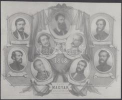 Tablókép az 1848-as "Első Magyar Minisztérium" tagjairól, fotóreprodukció, 16x20cm