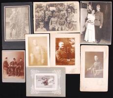 1900-1930 8 db kfl méretű katonai fénykép, nagy részük kartonra ragasztott