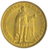 1914KB. 20K Au "Ferenc József" (6.8g/0.900) Bosznia címerrel! T:2 Hungary 1914. 20 Kronen Au "Franz Joseph I" Kremnitz (6.8g/0.900) Coat of arms of Bosnia! C:XF Huszár 2199; Unger III. 1490.