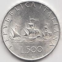 Olaszország 1966R. 500L Ag "Kolombusz hajói" T:2 Italy 1966R 500 Lire Ag "Colombus Ship" C:XF