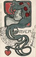 Feuer; Art Nouveau postcard, Nordwestdeutsches Antiquariat Bremen (EK)