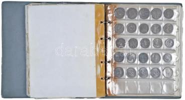 Hobbi gyűjtemény gyűrűs albumba rendezve 13db berakólappal külföldi fémpénzekkel és néhány ezüstpénzzel T:vegyes