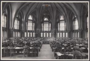 Cca 1930 Ismeretlen alkotó: Műszaki fotó a budapesti Műegyetem könyvtári olvasóterméről. 16x23 cm