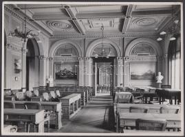 Cca 1930 Ismeretlen alkotó: Magyar Tudományos Akadémia előadóterme, precíz, részlet gazdag műszaki fotó a belső térről. 18x24 cm