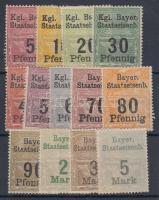 Német-államok Bajorország 13 db vasúti bélyeg