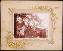 1908 2 db régi, keményhátú fénykép Bikszád-fürdőről, szépen díszített, színezett kartonra kasírozva, képméret: 9x12 cm, kartonméret: 16x20 cm