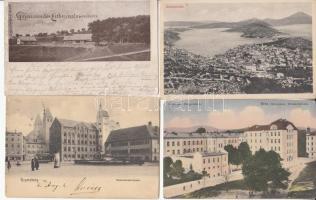 9 db régi képeslap: 4 német, egy osztrák, olasz, svájci, erdélyi és horvát / 9 postcards: 4 German, one Austrian, Italian, Swiss, Transylvanian and Croatian postcard