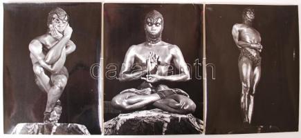 Cca 1960 Ism. alk.: 3 db fotó egy fakírról, 24x18 cm