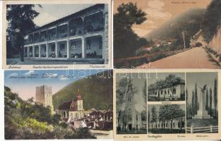 6 db régi magyar képeslap: Sopron, Miskolc, Budakeszi, Kunszentmiklós, Dombegyház és Brassó