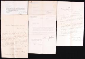 Kis okmánytétel Ullmann Ottó (1920-2008) zeneszerző, dalszerző (Gézengúz, Nekem a Balaton a Riviéra etc.) hagyatékából, 5db hivatalos levél