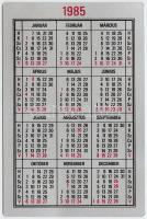 1985 Alumínium vicces kártyanaptár, apró folttal
