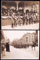 1937 Diplomáciai esemény, dísz-század Bp., Körönd, 2 db feliratozott fotón, 18x24 cm