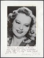 Szeleczky Zita dedikált fotó