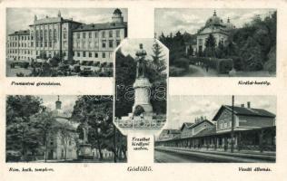 4 db régi képeslap: Gödöllő, Budapest, Nagytálya, Ferenc József koronázása (litho)