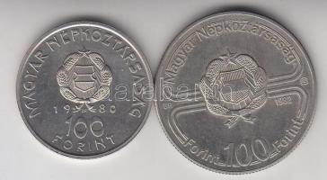 1980. 100Ft "Szovjet-magyar közös űrrepülés" + 1982. 100Ft "Labdarúgó VB" T:BU