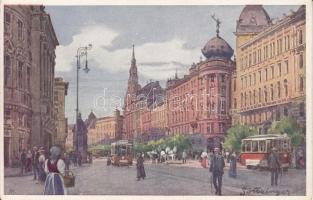 Budapest VII. Erzsébet körút, artist signed