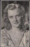 1942 Inkey Tibor (1908-1998): Goll Bea színésznő portréja. Vintage felvétel, a kép hátoldalán a színésznő eredeti aláírása, 24x15 cm